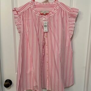 LOFT Pink Striped Blouse